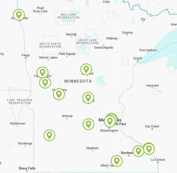 Map of locations of Minnesota welcoming week events